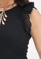 ONLY Canotta nera da donna con dettagli in pizzo sangallo 15308890 BL ONLY 