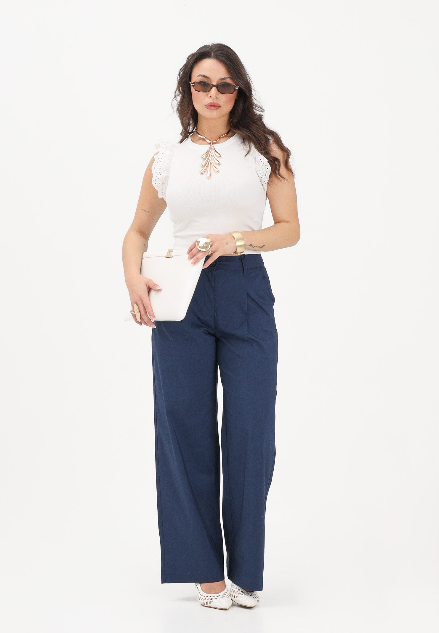 ONLY Canotta bianca da donna con dettagli in pizzo sangallo 15308890 CLDA ONLY 