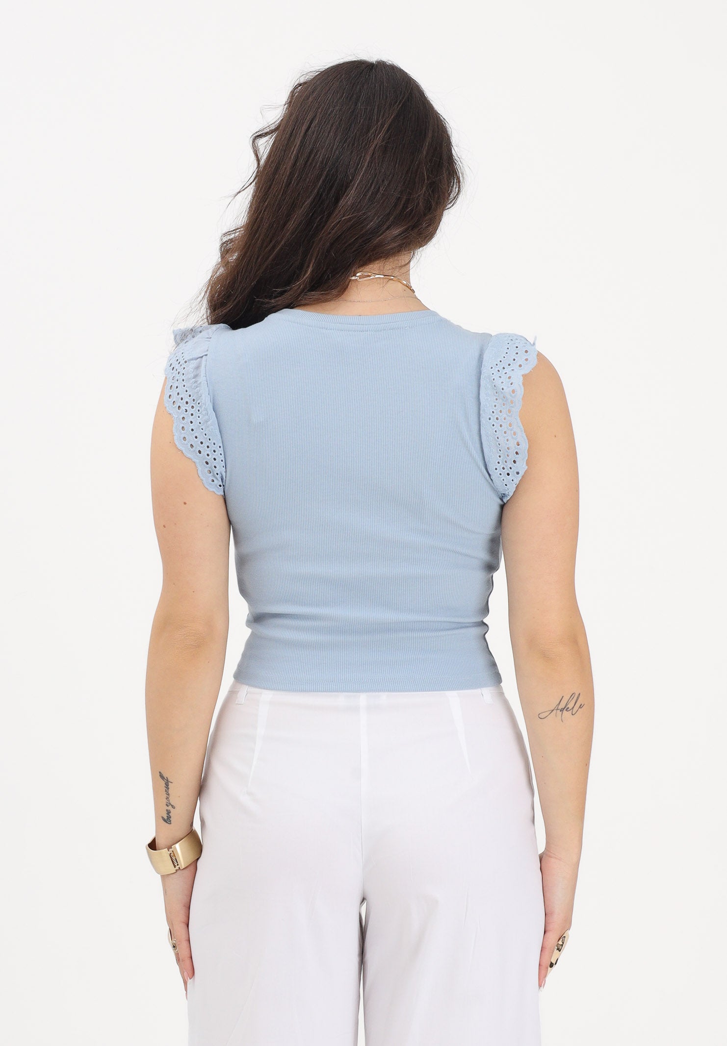 ONLY Canotta azzurra da donna con dettagli in pizzo sangallo 15308890 SOCH ONLY 