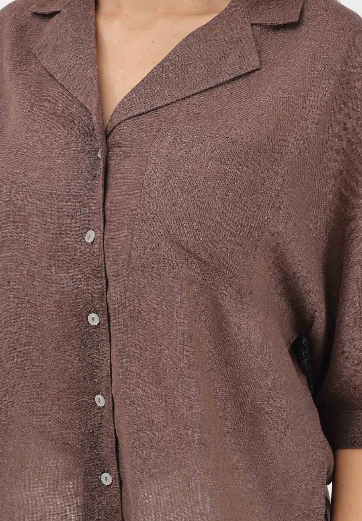 ONLY Camicia a manica corta marrone da donna 15314215 CHMA ONLY 