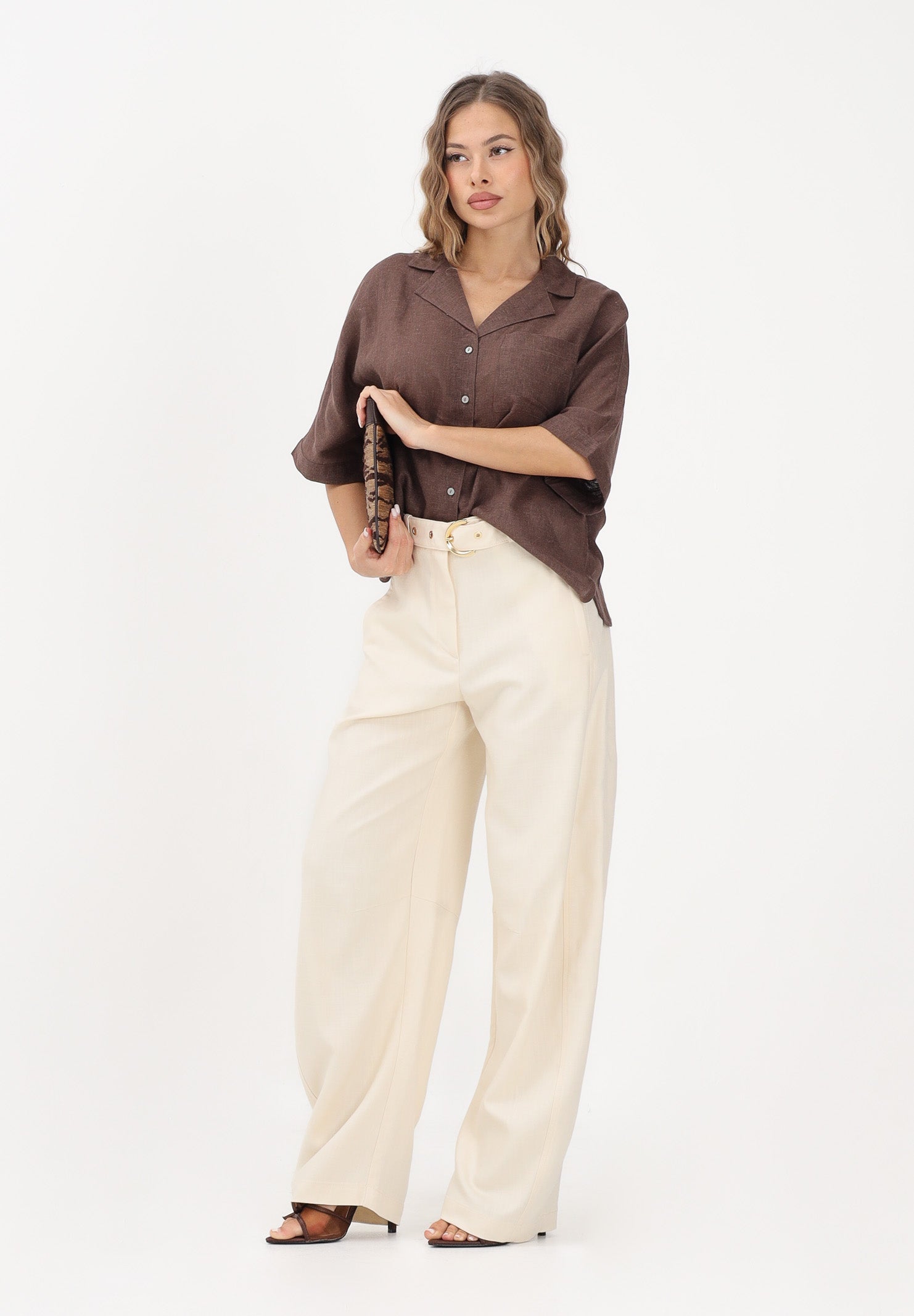 ONLY Camicia a manica corta marrone da donna 15314215 CHMA ONLY 