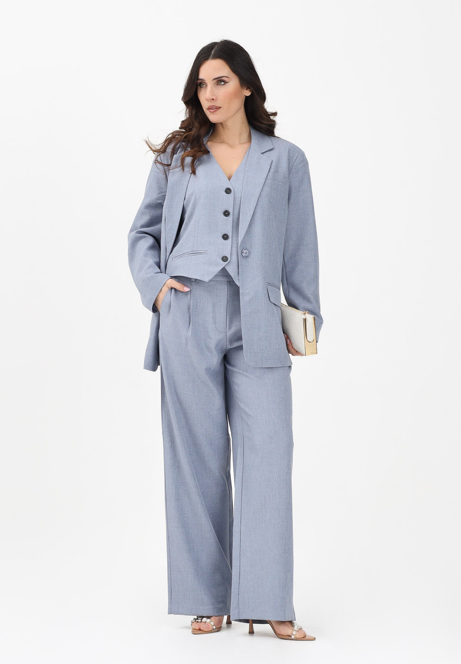 ONLY Pantalone elegante azzurro polvere da donna 15336761 VIIN ONLY 