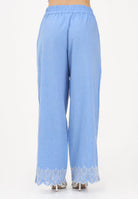 ONLY Pantalone celeste da donna con fondo ricamato 15343184 BLBO ONLY 