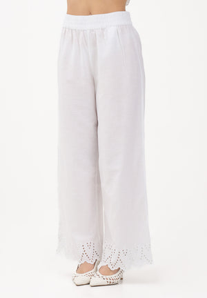 ONLY Pantalone bianco da donna con fondo ricamato 15343184 BRWI ONLY 