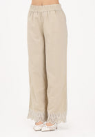ONLY Pantalone beige da donna con fondo ricamato 15343184 OLGR ONLY 