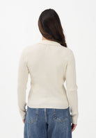 ONLY Maglioncino in tessuto a coste panna da donna stile polo 15344841 BI ONLY 
