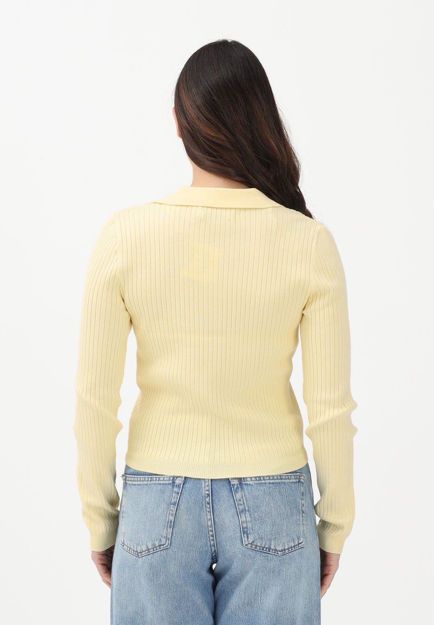 ONLY Maglioncino in tessuto a coste giallo da donna stile polo 15344841 DOCR ONLY 