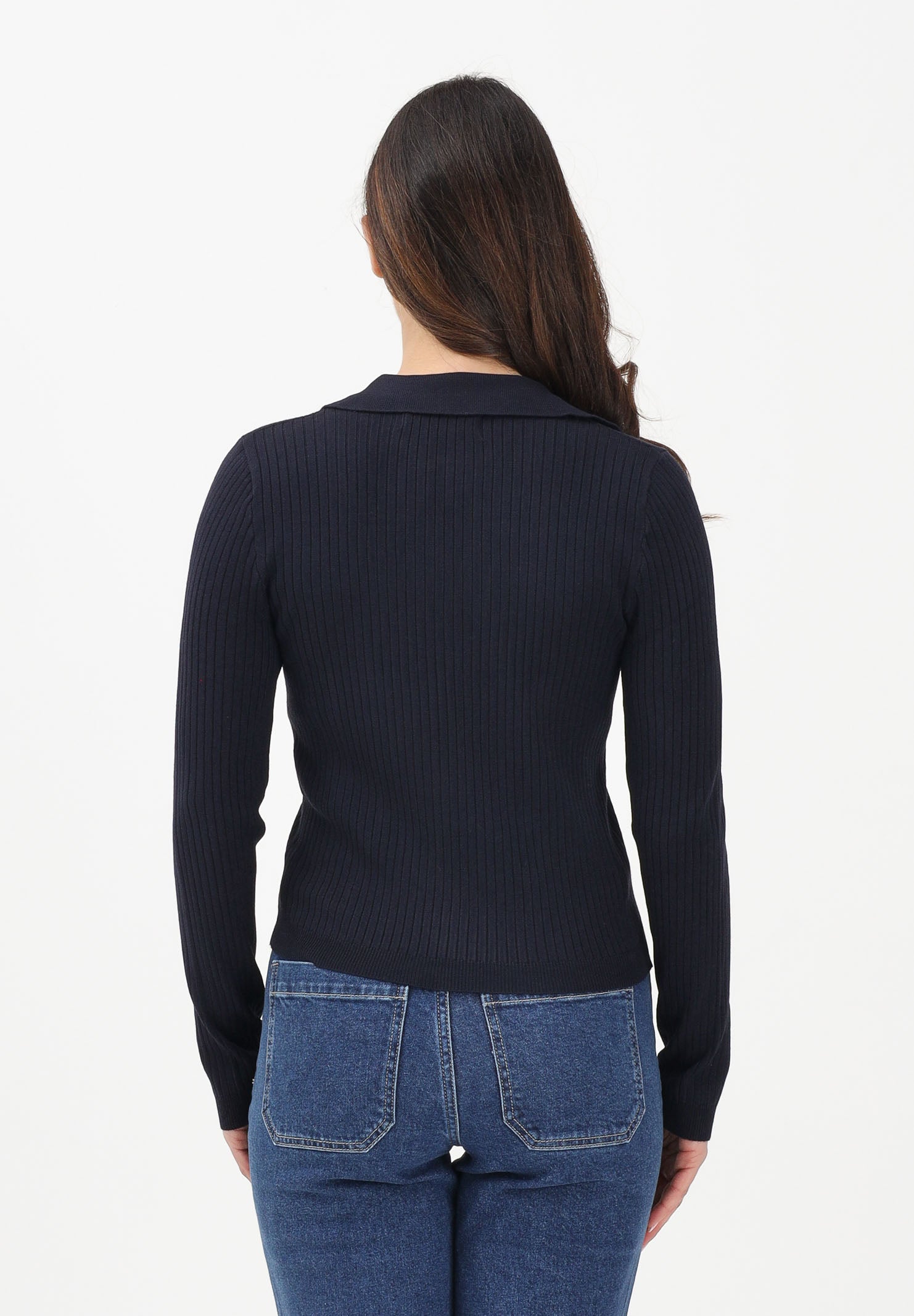 ONLY Maglioncino in tessuto a coste blu da donna stile polo 15344841 NISK ONLY 