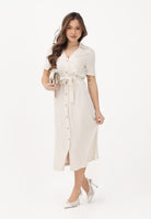 ONLY Abito midi beige da donna con cintura 15347210 MO ONLY 