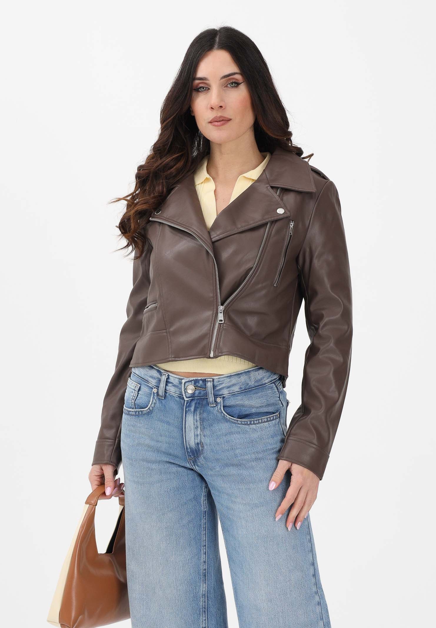 ONLY Giubbotto in ecopelle marrone da donna 15361396 CHMA ONLY 