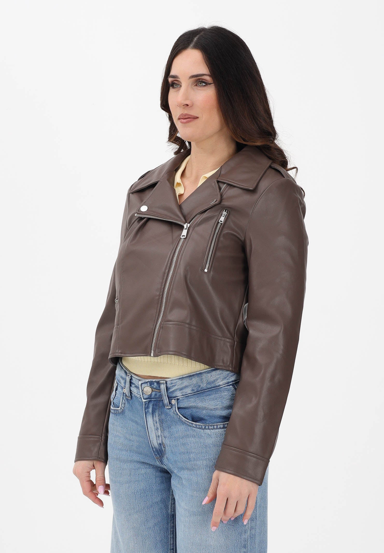 ONLY Giubbotto in ecopelle marrone da donna 15361396 CHMA ONLY 