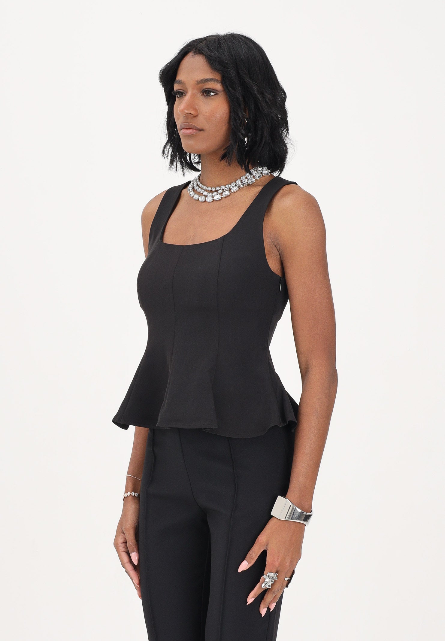 ONLY Top nero da donna con scollo squadrato 15367275 BL ONLY 