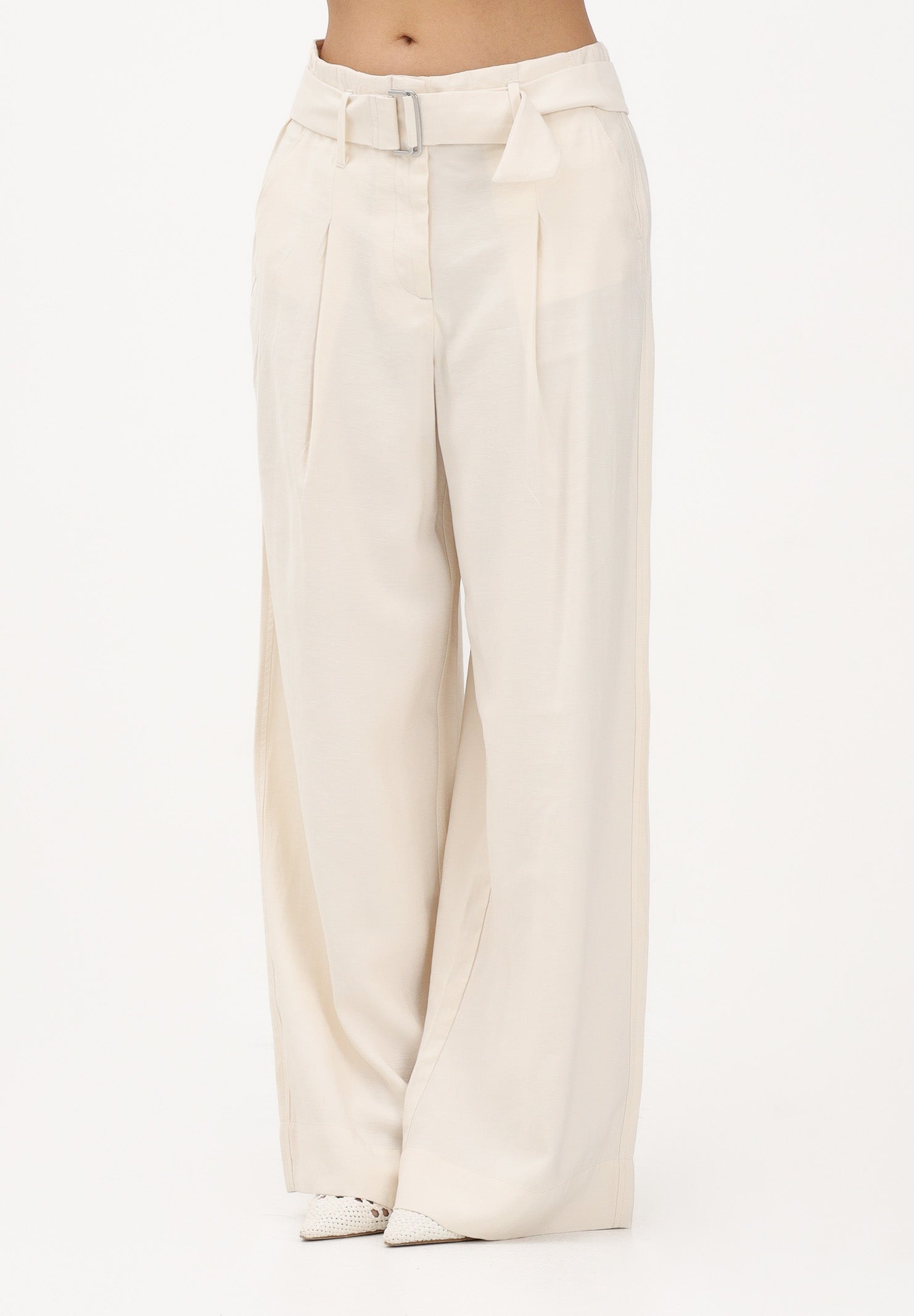 ONLY Pantalone panna da donna con cintura 15367390 CLDA ONLY 
