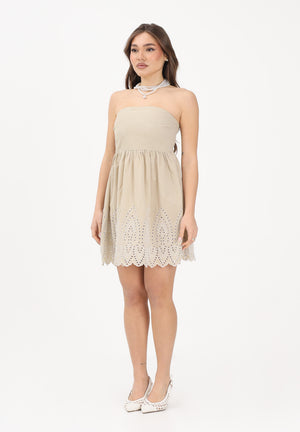 ONLY Abito corto beige da donna con lavorazione sul fondo 15367443 OLGR ONLY 