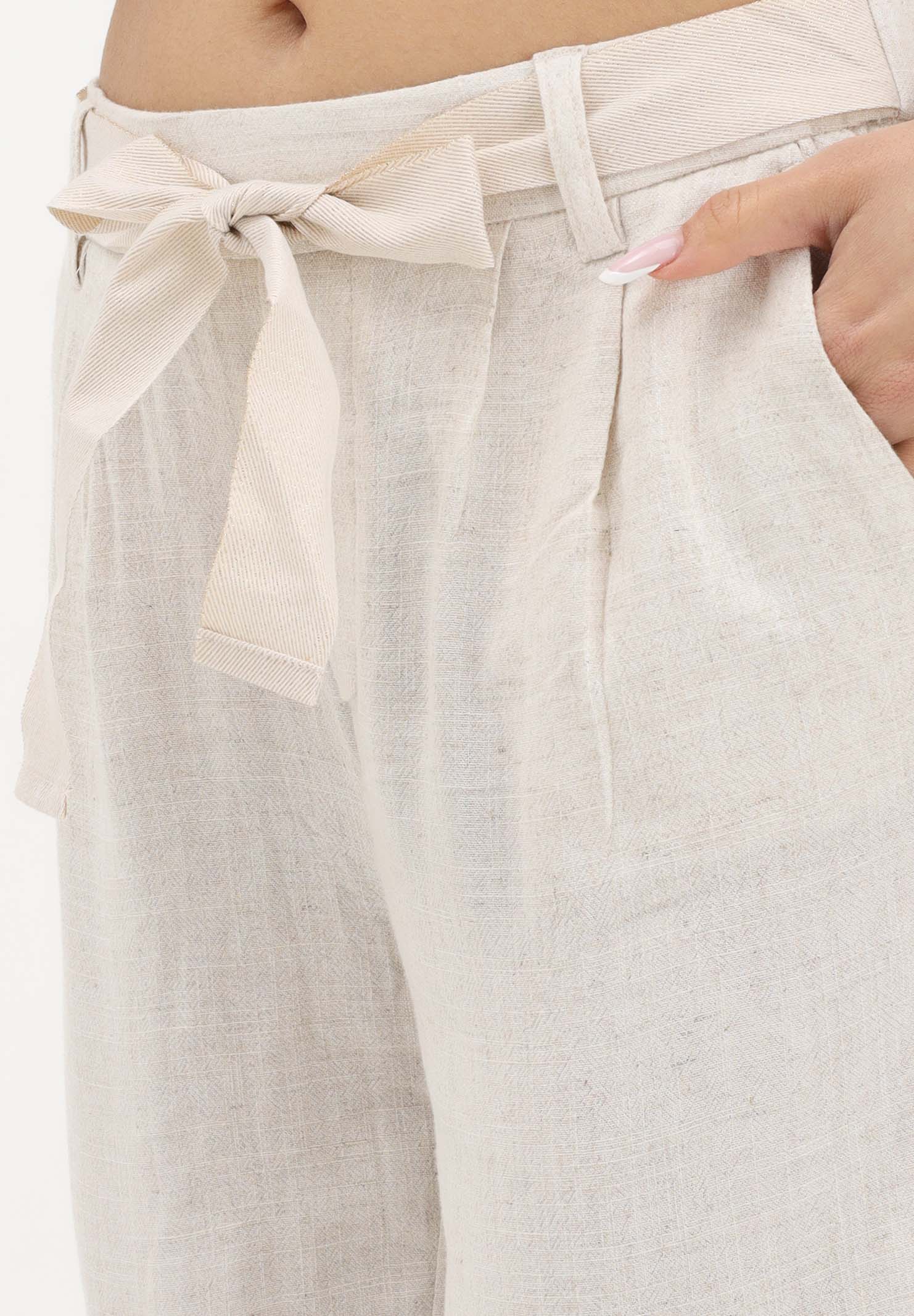 ONLY Pantalone panna da donna con cintura coordinata 15367751 MO ONLY 