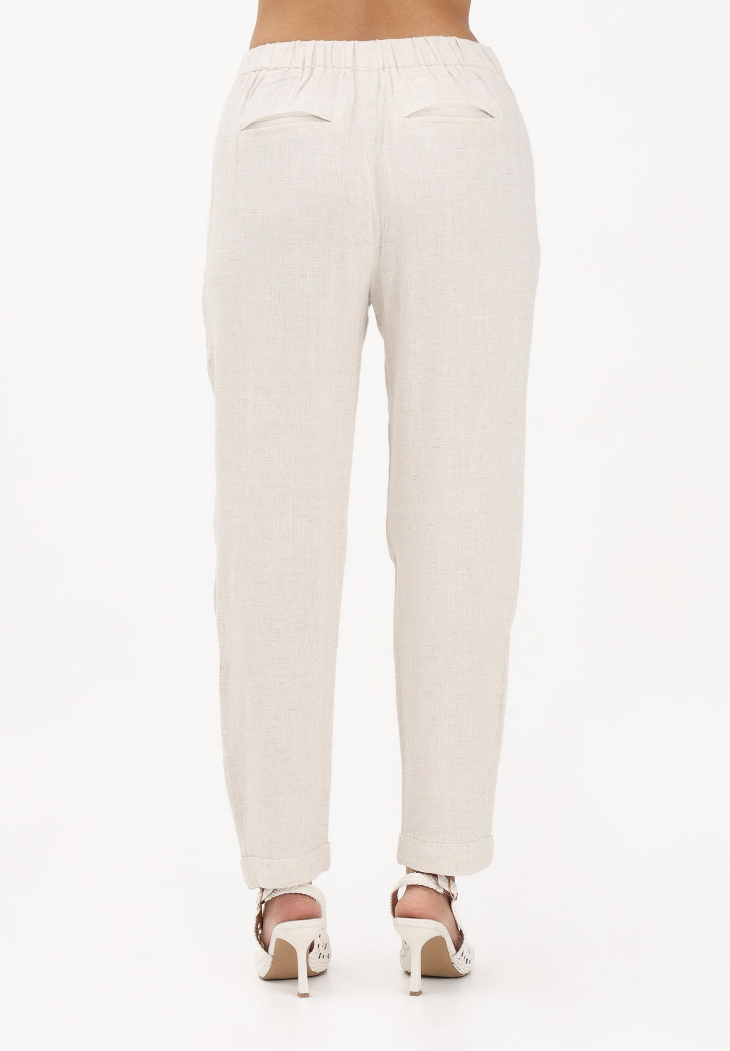 ONLY Pantalone panna da donna con cintura coordinata 15367751 MO ONLY 