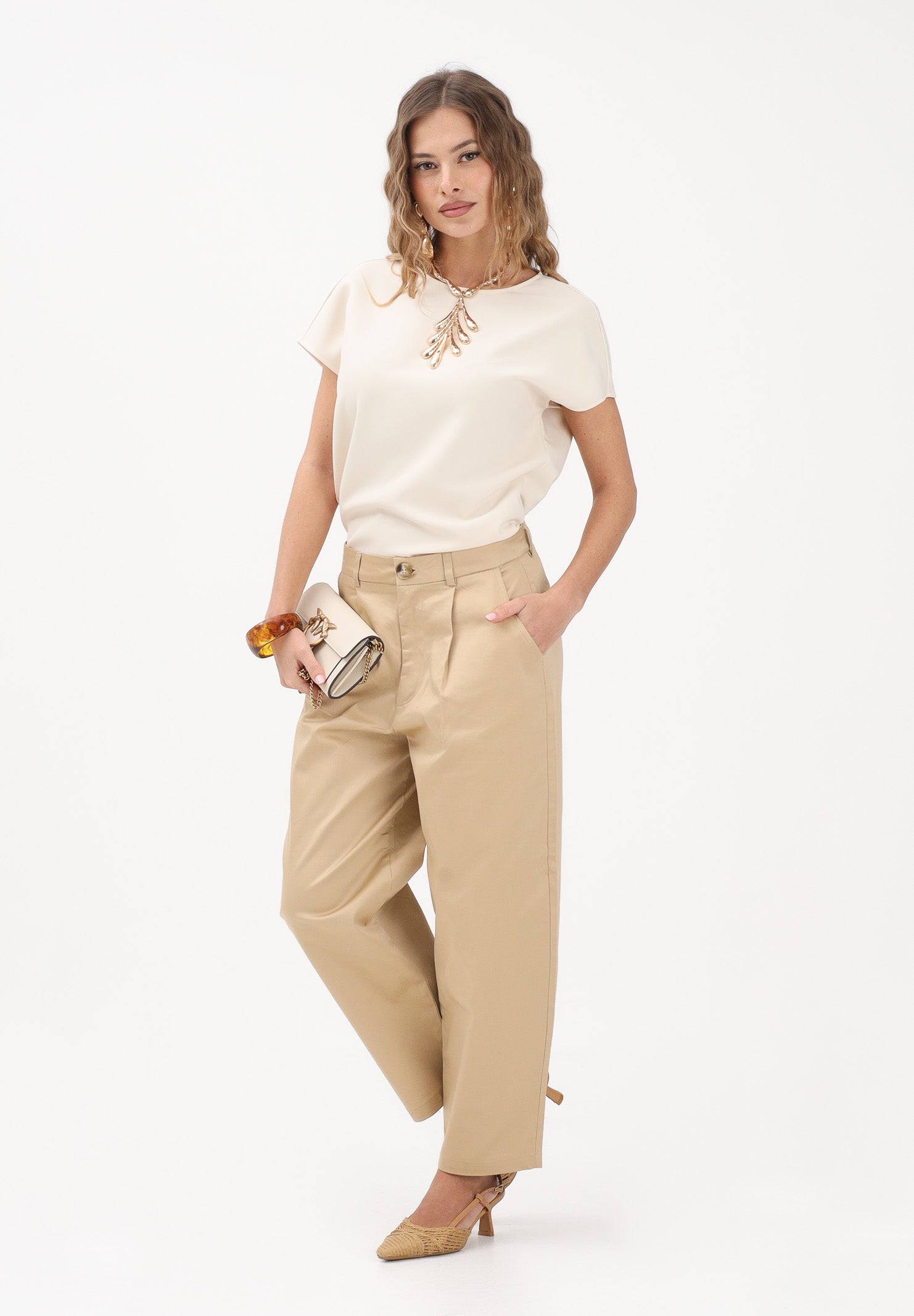 ONLY Pantalone chino beige da donna 15368213 IRCR ONLY 