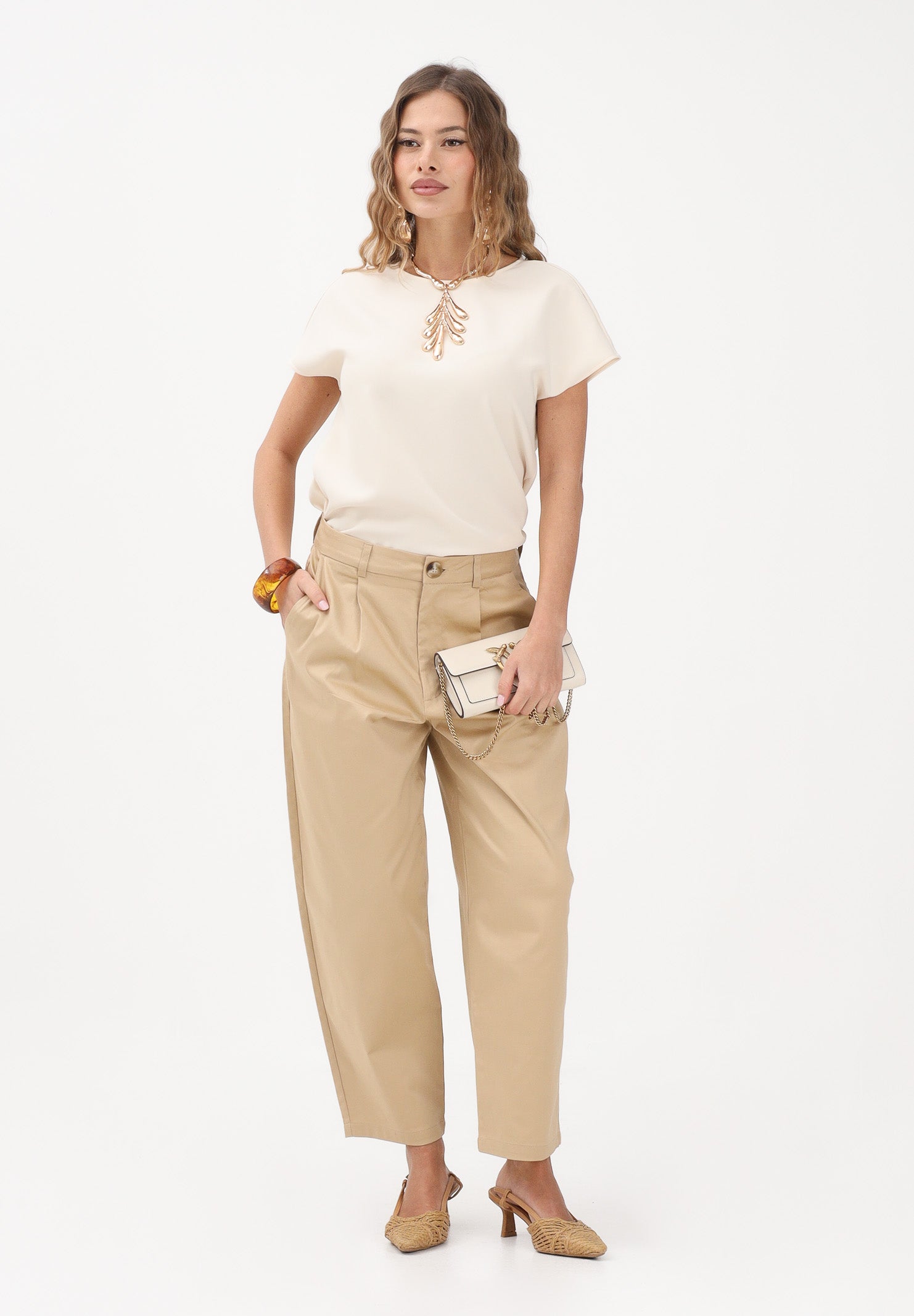 ONLY Pantalone chino beige da donna 15368213 IRCR ONLY 