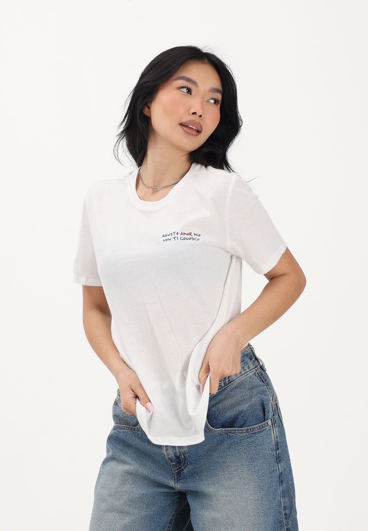 ONLY T-shirt a manica corta bianca da donna con ricamo 15368637 CLDA ONLY 