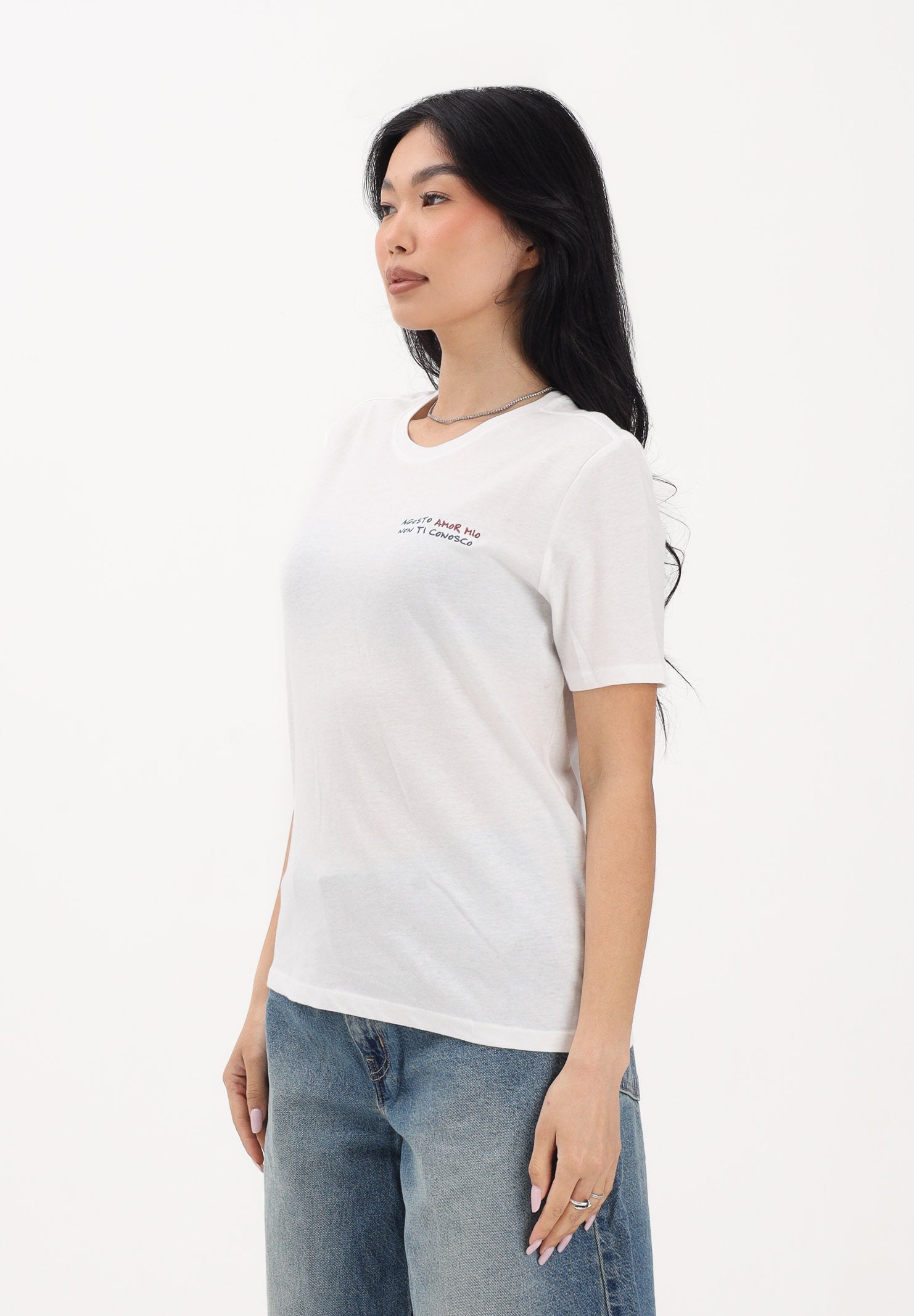ONLY T-shirt a manica corta bianca da donna con ricamo 15368637 CLDA ONLY 