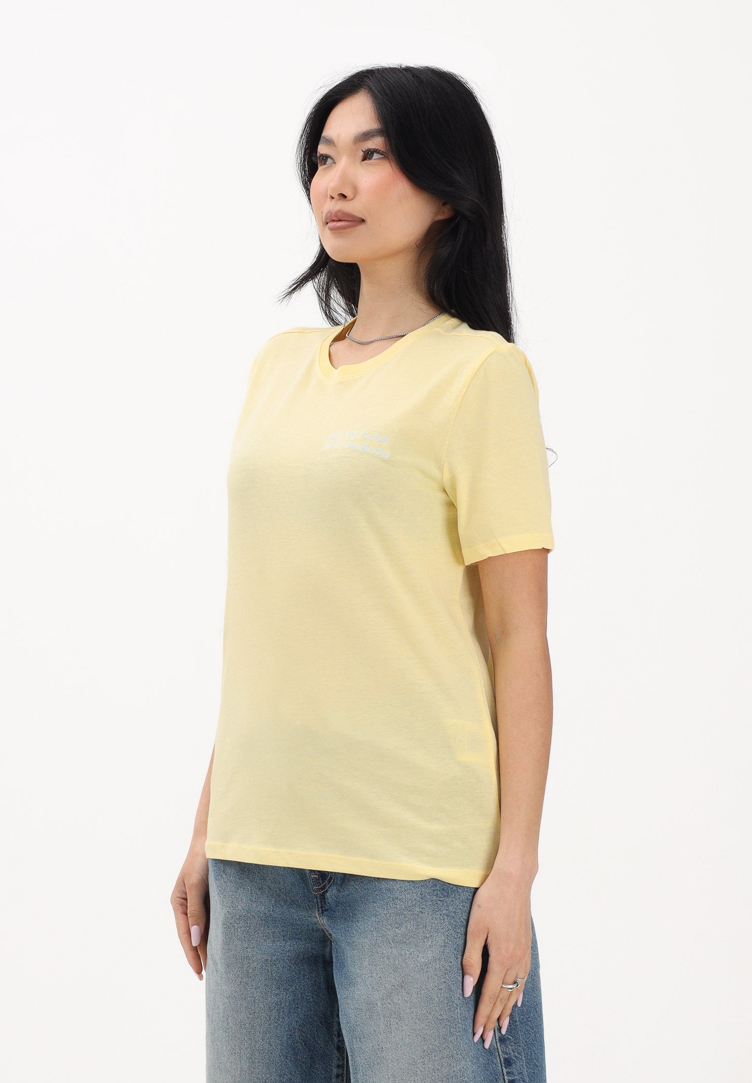 ONLY T-shirt a manica corta gialla da donna con ricamo 15368637 PABA ONLY 