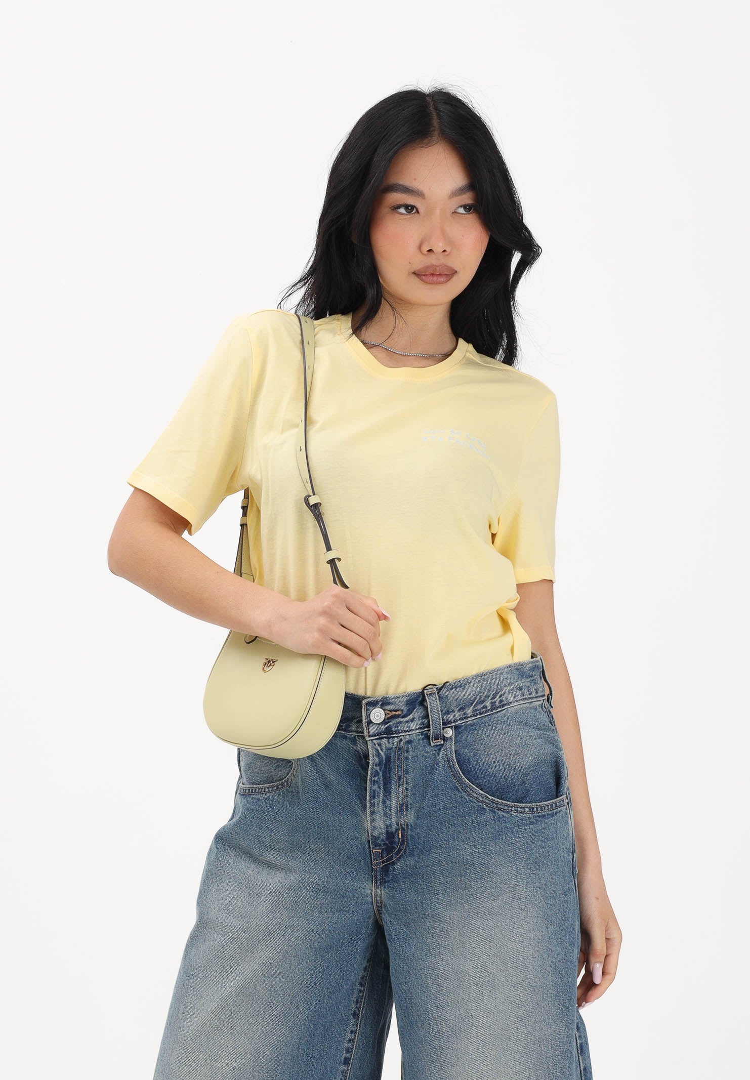 ONLY T-shirt a manica corta gialla da donna con ricamo 15368637 PABA ONLY 