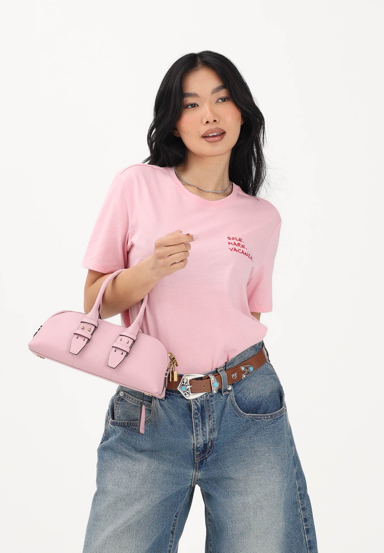 ONLY T-shirt a manica corta rosa da donna con ricamo 15368637 RORO ONLY 