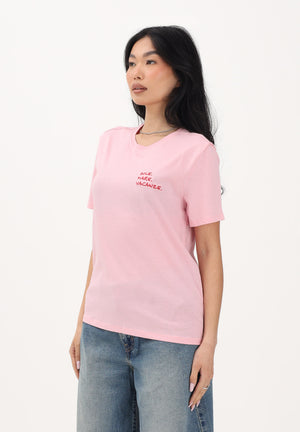 ONLY T-shirt a manica corta rosa da donna con ricamo 15368637 RORO ONLY 