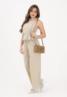 ONLY Top beige da donna con pieghe decorative e ricamo sangallo 15368892 OLGR ONLY 