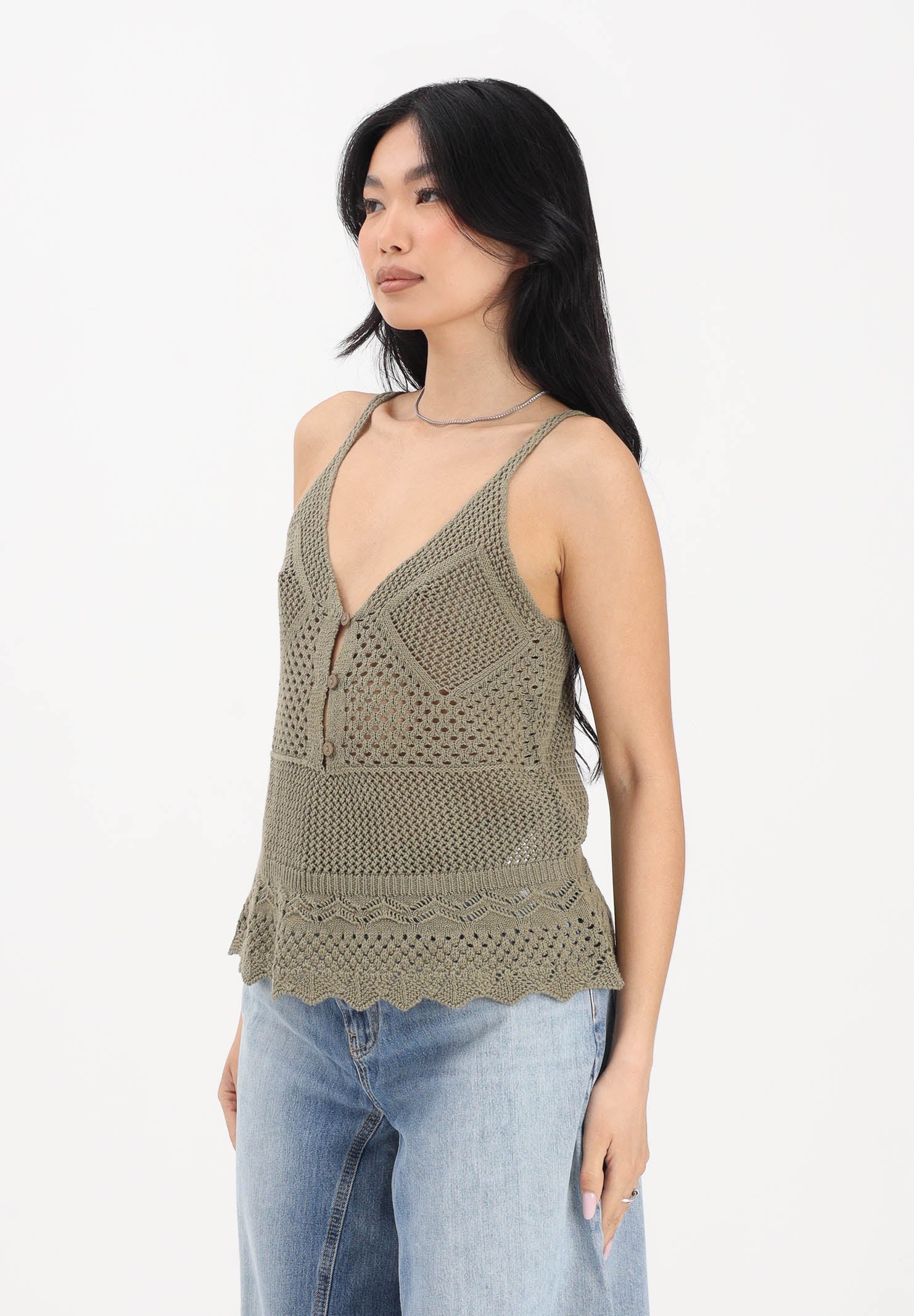 ONLY Top verde militare da donna dal gusto boho e femminile 15369246 ME ONLY 
