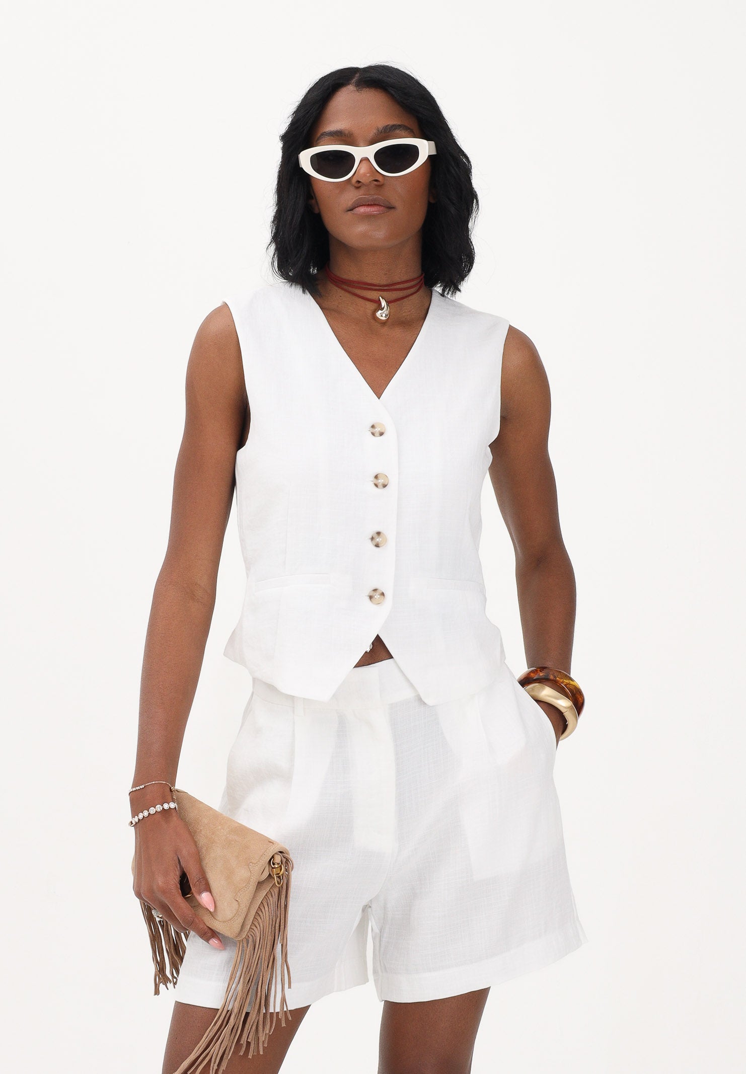 ONLY Gilet bianco da donna 15370277 BRWI ONLY 