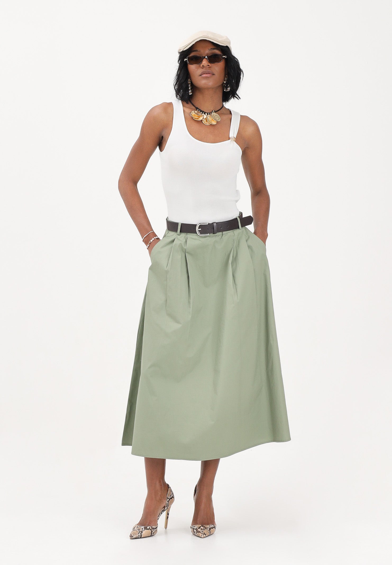 ONLY Gonna midi verde da donna 15370607 OIGR ONLY 