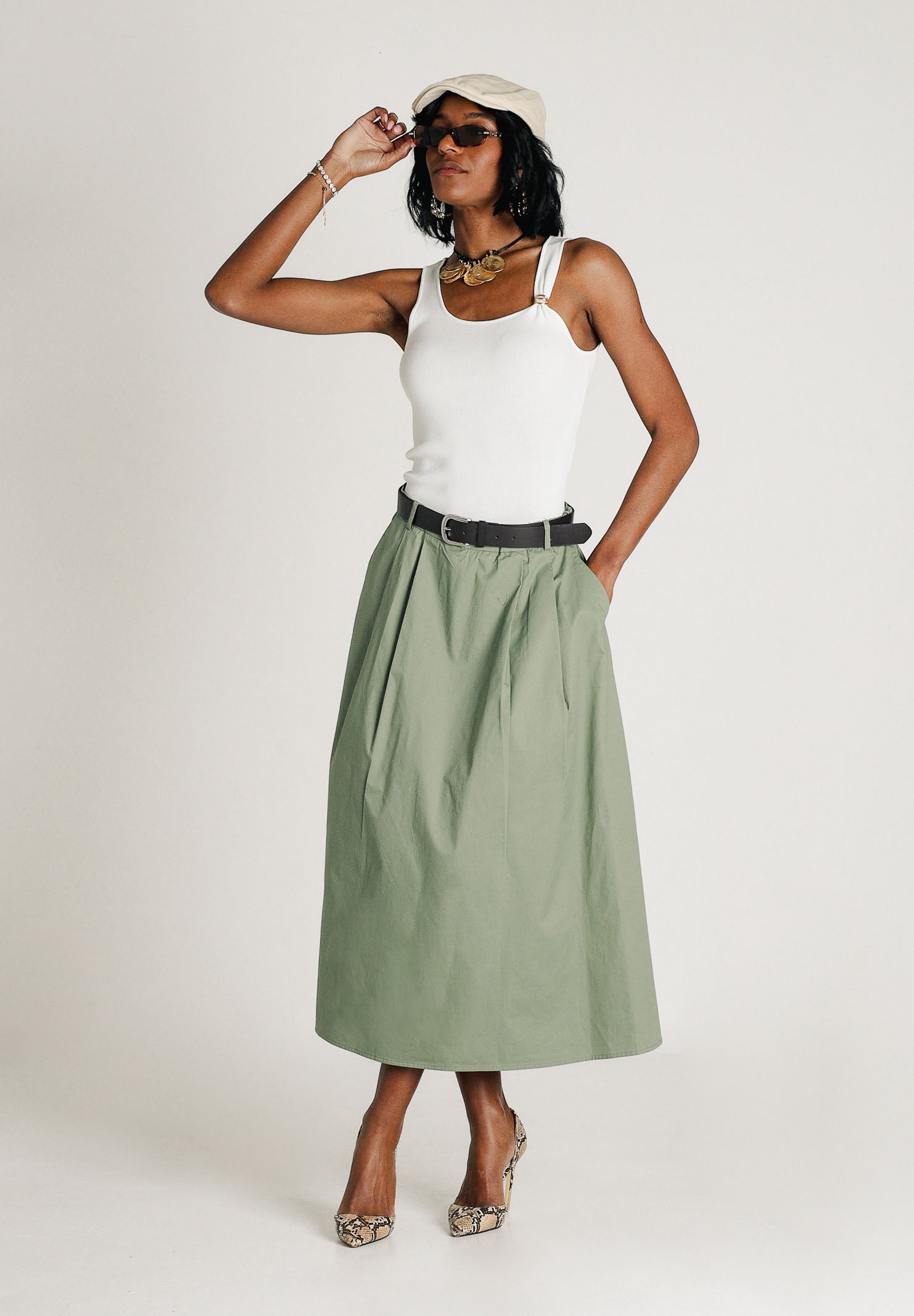 ONLY Gonna midi verde da donna 15370607 OIGR ONLY 