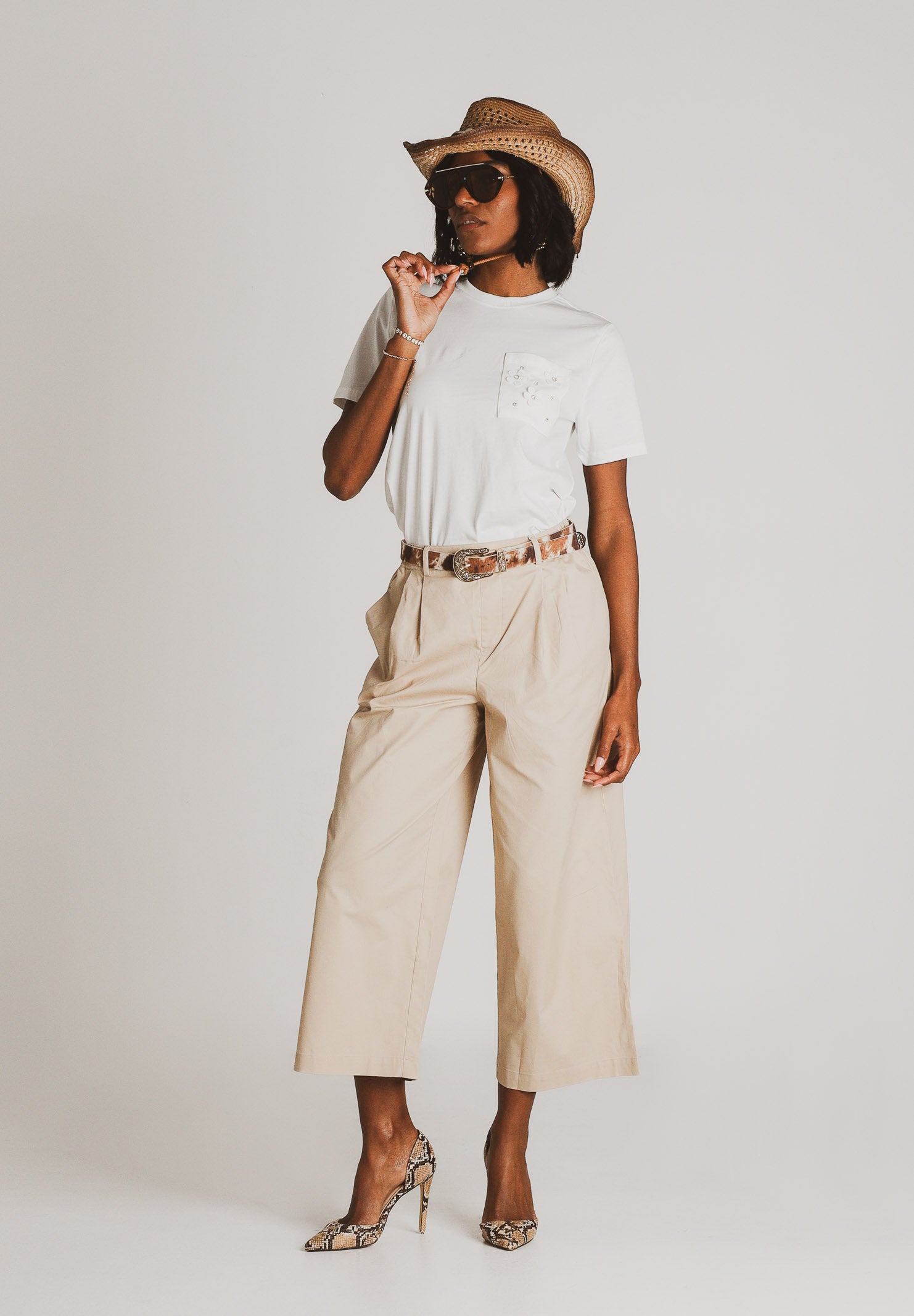 ONLY Pantalone cropped beige da donna 15370610 OXTA ONLY 