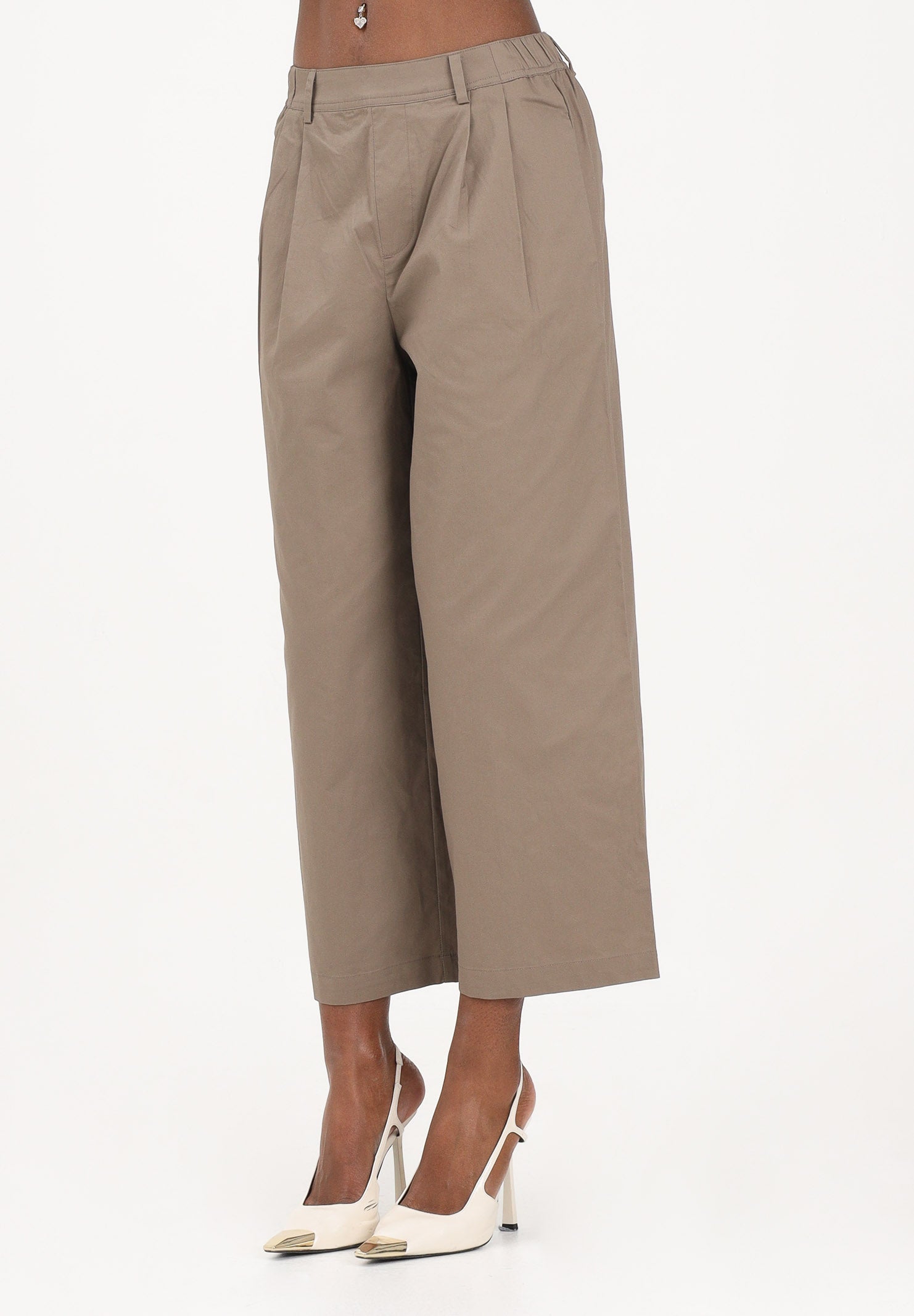 ONLY Pantalone cropped marrone da donna 15370610 WA ONLY 