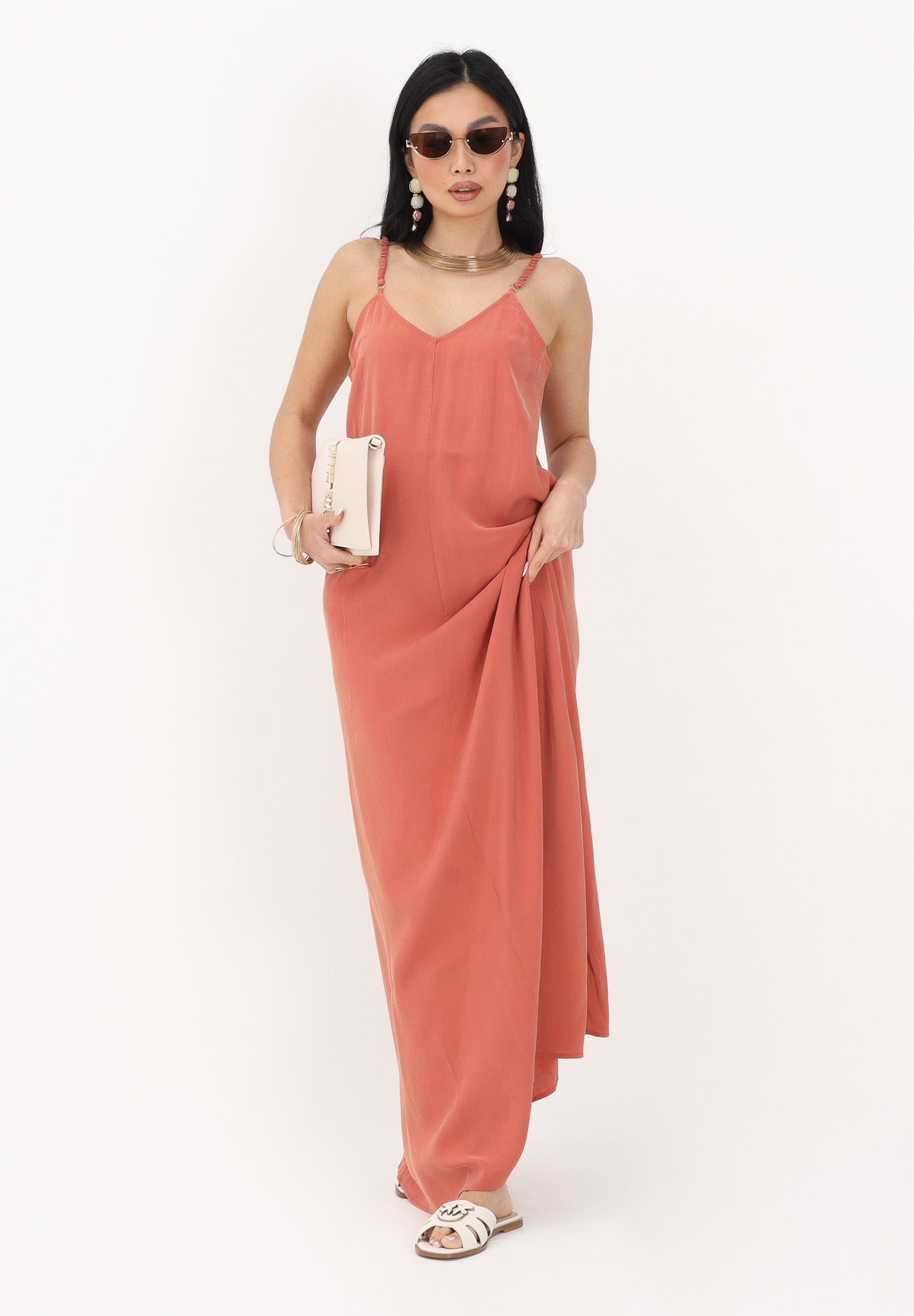 ONLY Abito lungo color salmone da donna 15371094 AR ONLY 