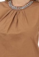 ONLY Top cammello da donna con dettaglio gioiello sullo scollo 15371623 TOCO ONLY 