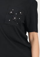 ONLY T-shirt a manica corta nera da donna con taschino decorato 15371980 BLPO ONLY 