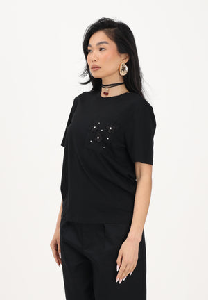 ONLY T-shirt a manica corta nera da donna con taschino decorato 15371980 BLPO ONLY 