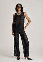 ONLY Pantalone nero da donna realizzato in raffinato tessuto pizzo lavorato 15372107 BL ONLY 