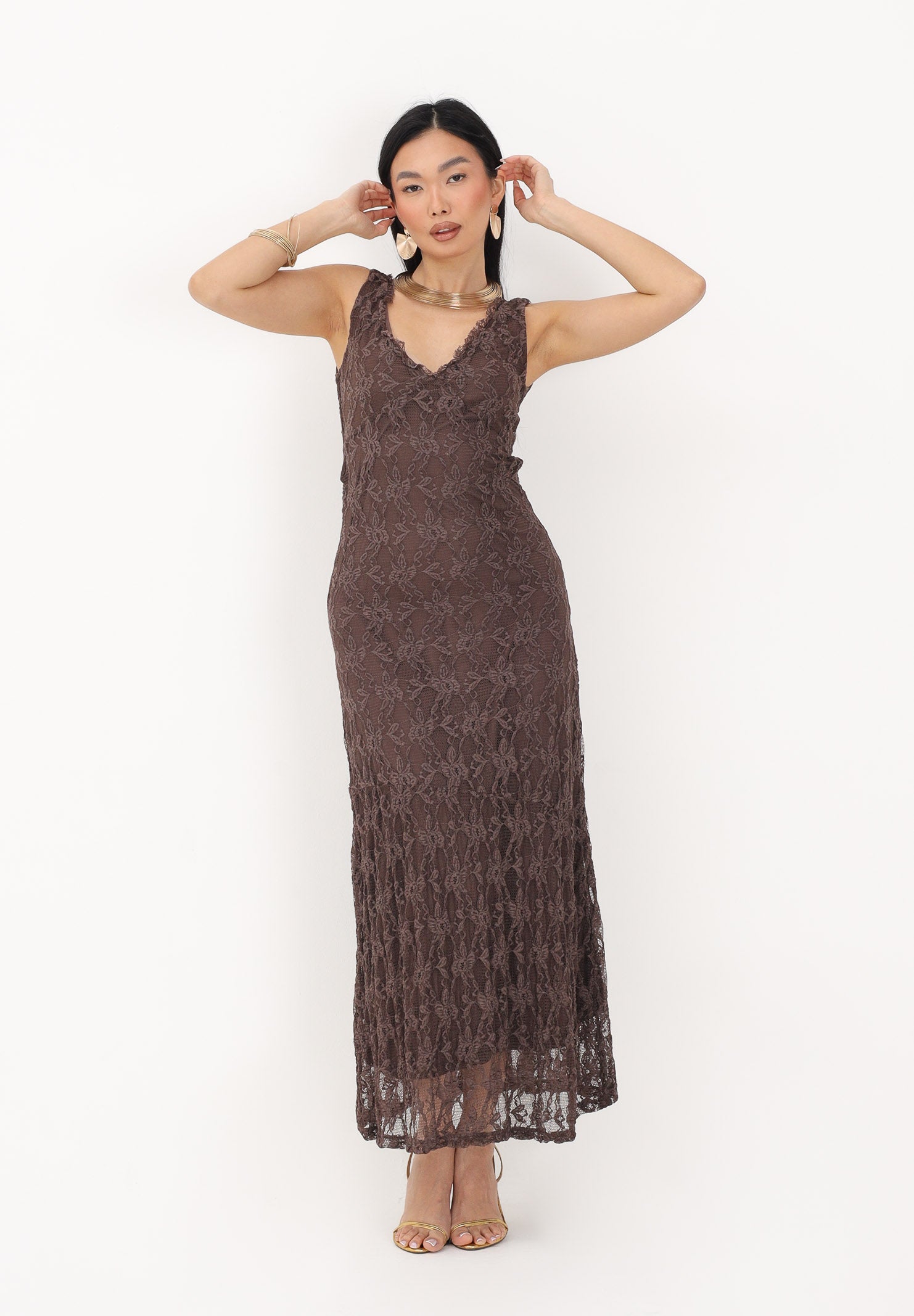 ONLY Abito lungo marrone da donna 15372795 SHBA ONLY 