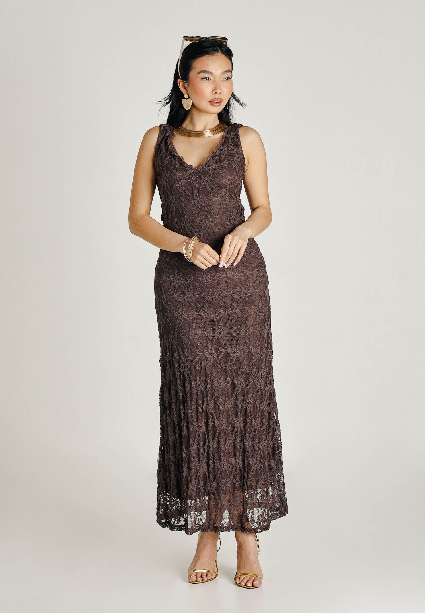 ONLY Abito lungo marrone da donna 15372795 SHBA ONLY 