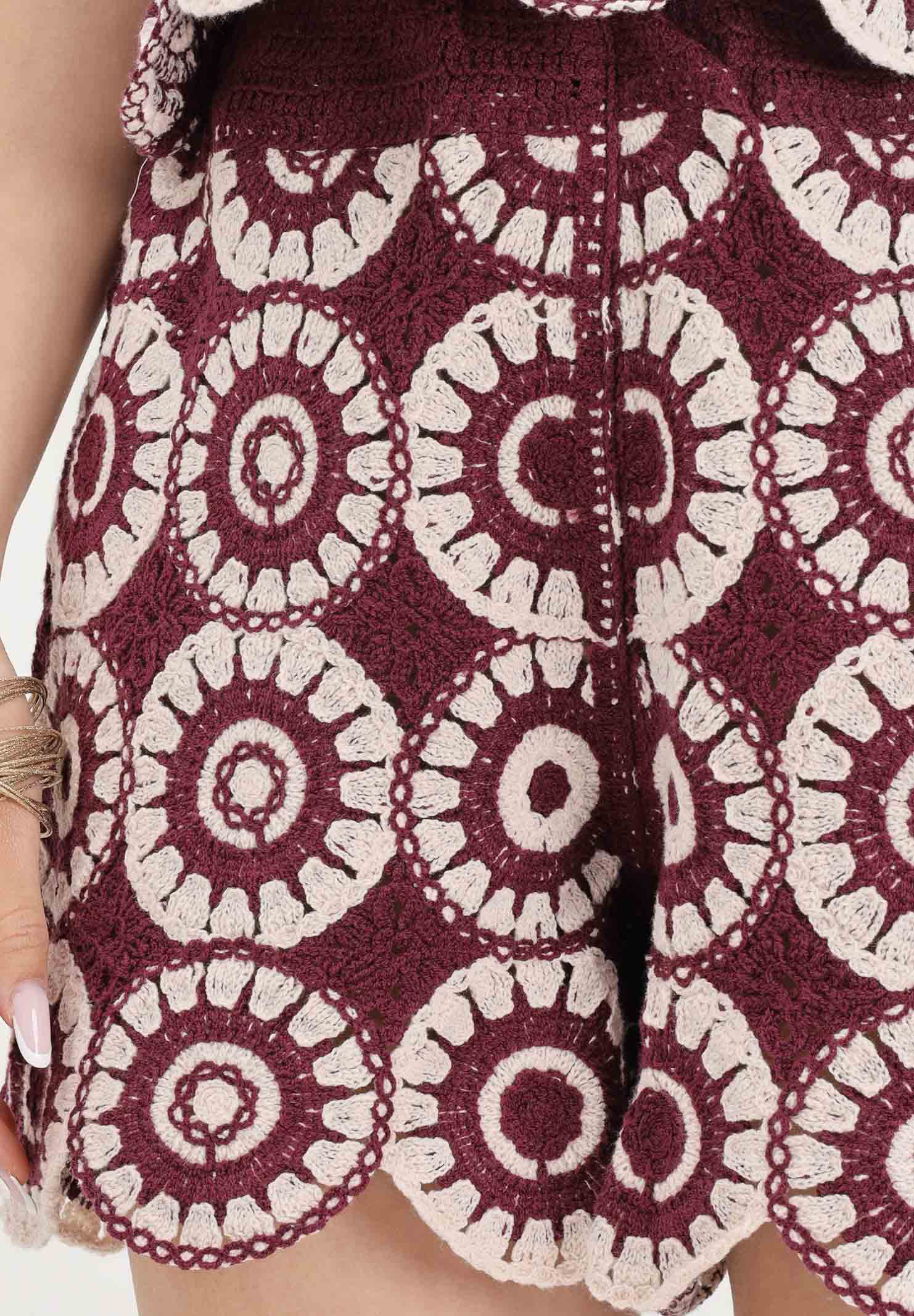 ONLY Shorts panna e bordeaux da donna in tessuto lavorato macramè 15373523 GRWI ONLY 