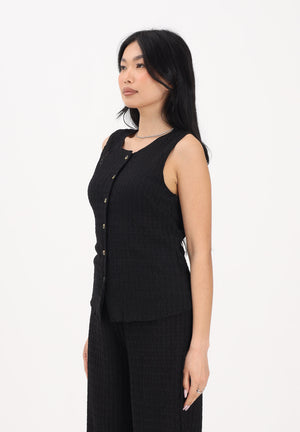 ONLY Canotta nera da donna in tessuto leggermente goffrato 15374601 BL ONLY 