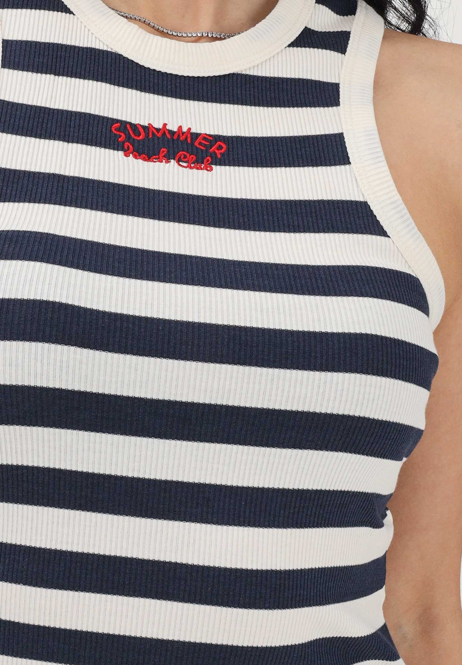 ONLY Canotta a righe panna e blu da donna con ricamo 15375771 BRWINA ONLY 