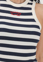 ONLY Canotta a righe panna e blu da donna con ricamo 15375771 BRWINA ONLY 