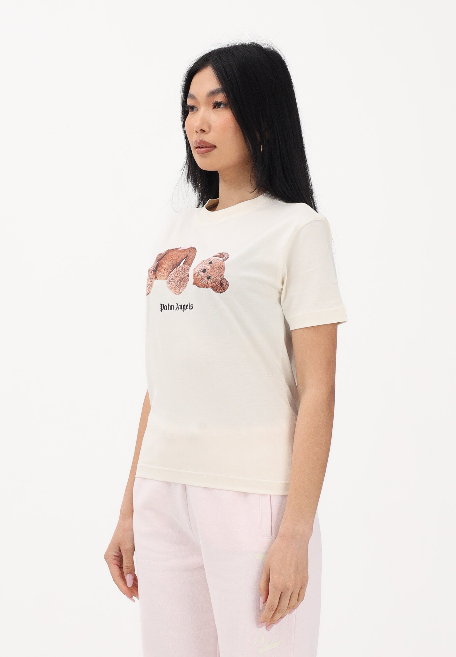 PALM ANGELS T-shirt a manica corta panna per donna, ragazzi e bambini con stampa PBAA003S26JER001 002 PALM ANGELS 