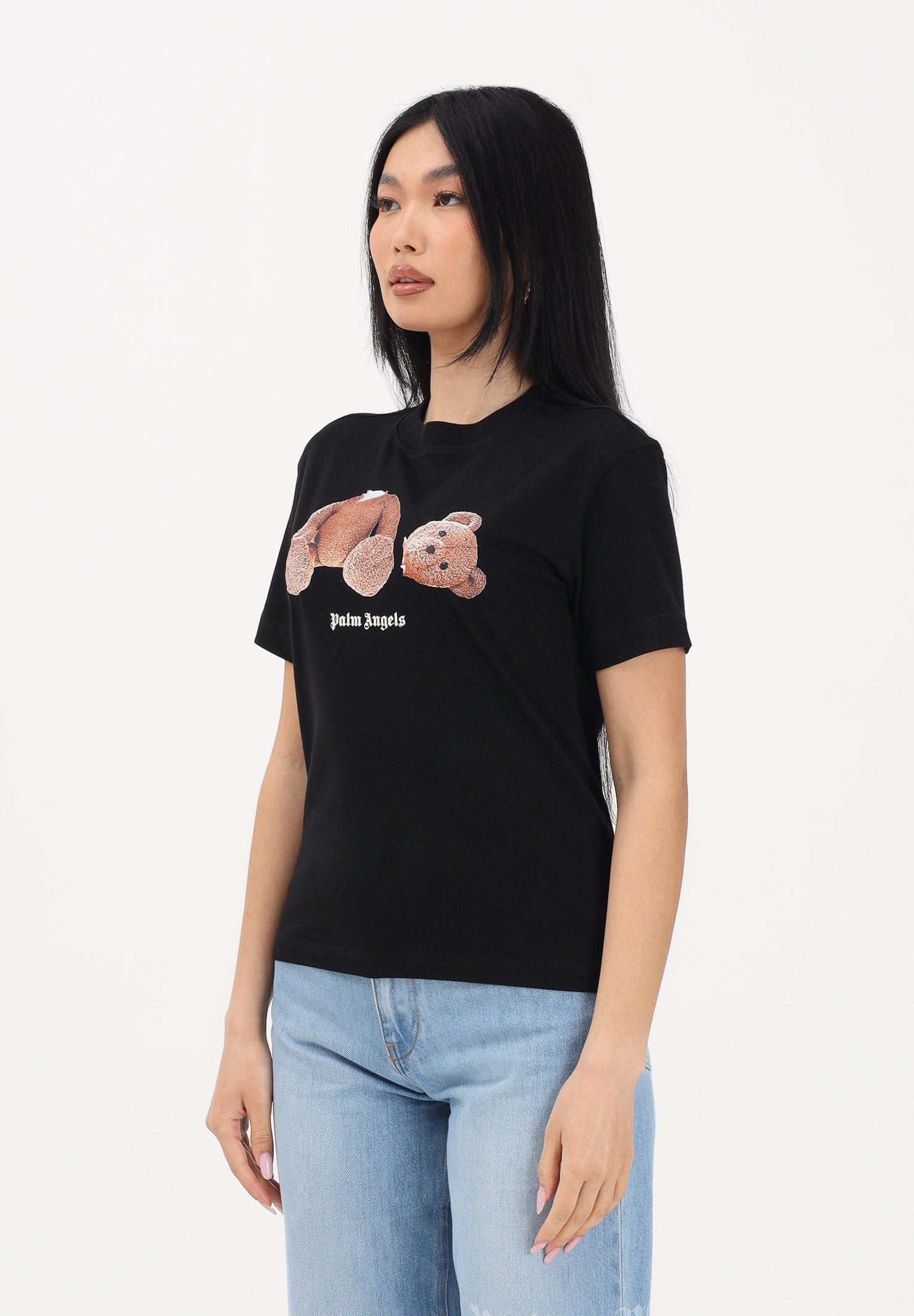 PALM ANGELS T-shirt a manica corta nera per donna, ragazzi e bambini con stampa PBAA003S26JER001 110 PALM ANGELS 