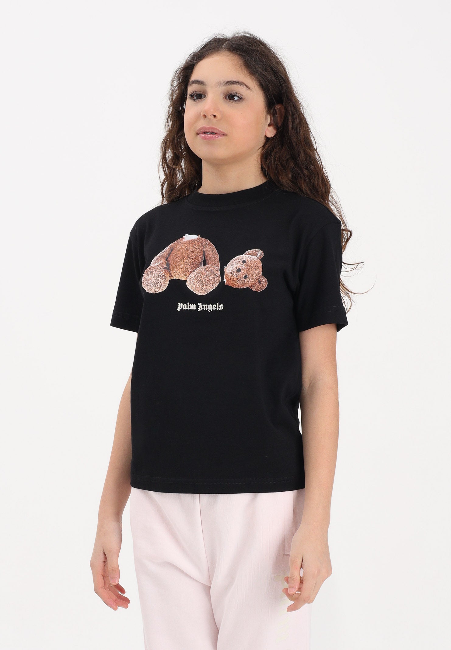 PALM ANGELS T-shirt a manica corta nera per donna, ragazzi e bambini con stampa PBAA003S26JER001 110 PALM ANGELS 