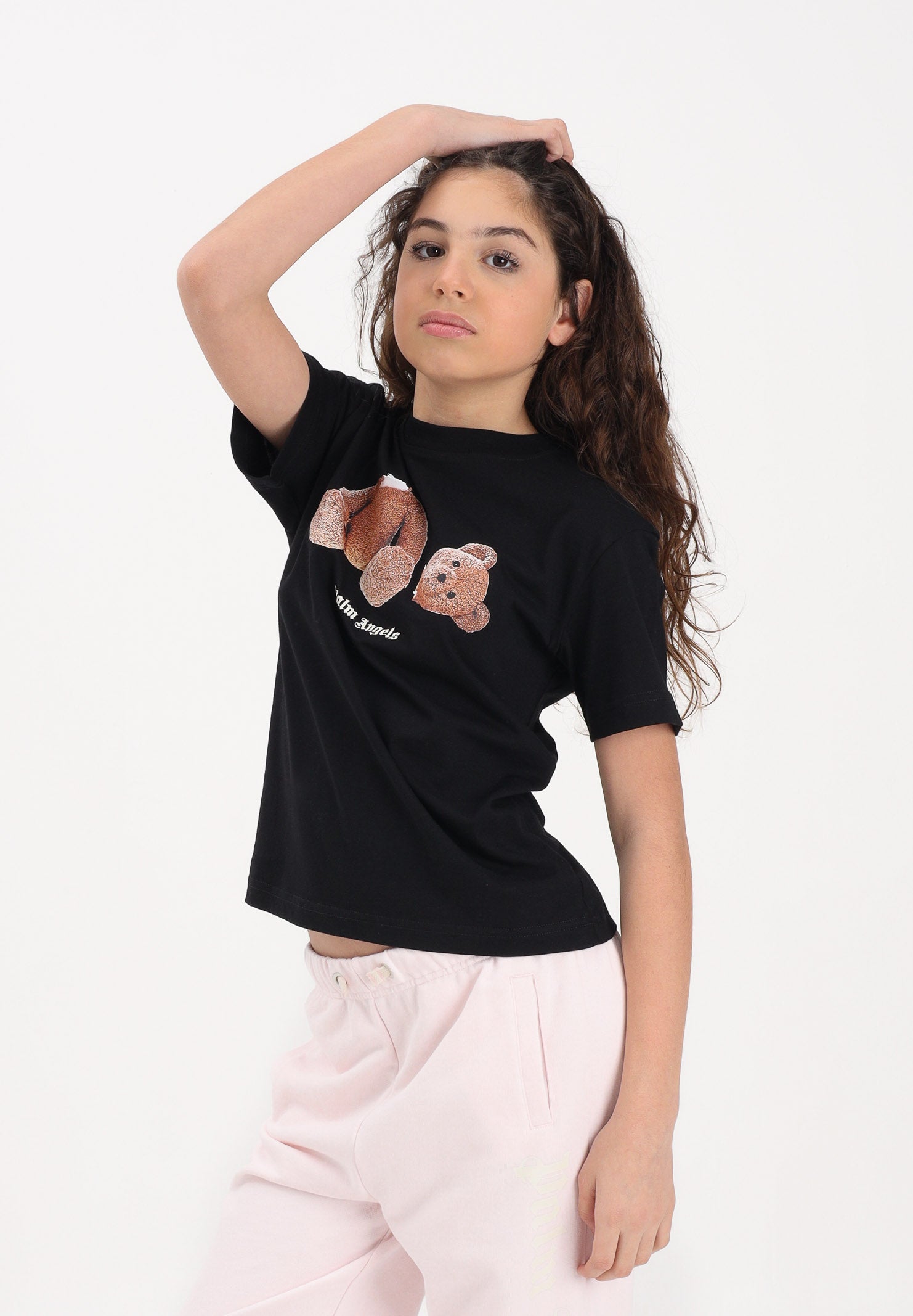 PALM ANGELS T-shirt a manica corta nera per donna, ragazzi e bambini con stampa PBAA003S26JER001 110 PALM ANGELS 